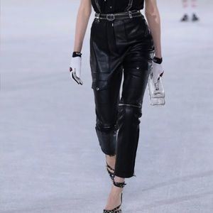 alexander wang blue leather pants